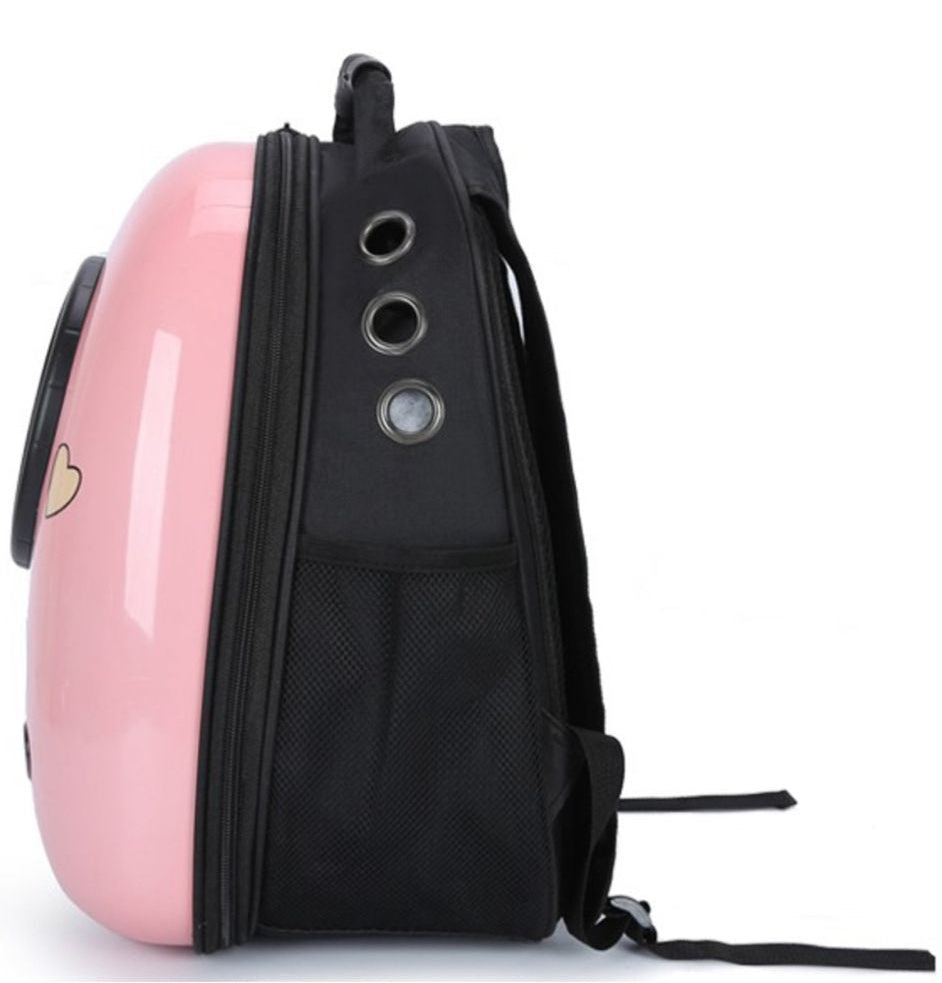 Rucsac Hublou transport caini si pisici Solid oval roz print pisica, 30x20x40 cm (4-5kg)