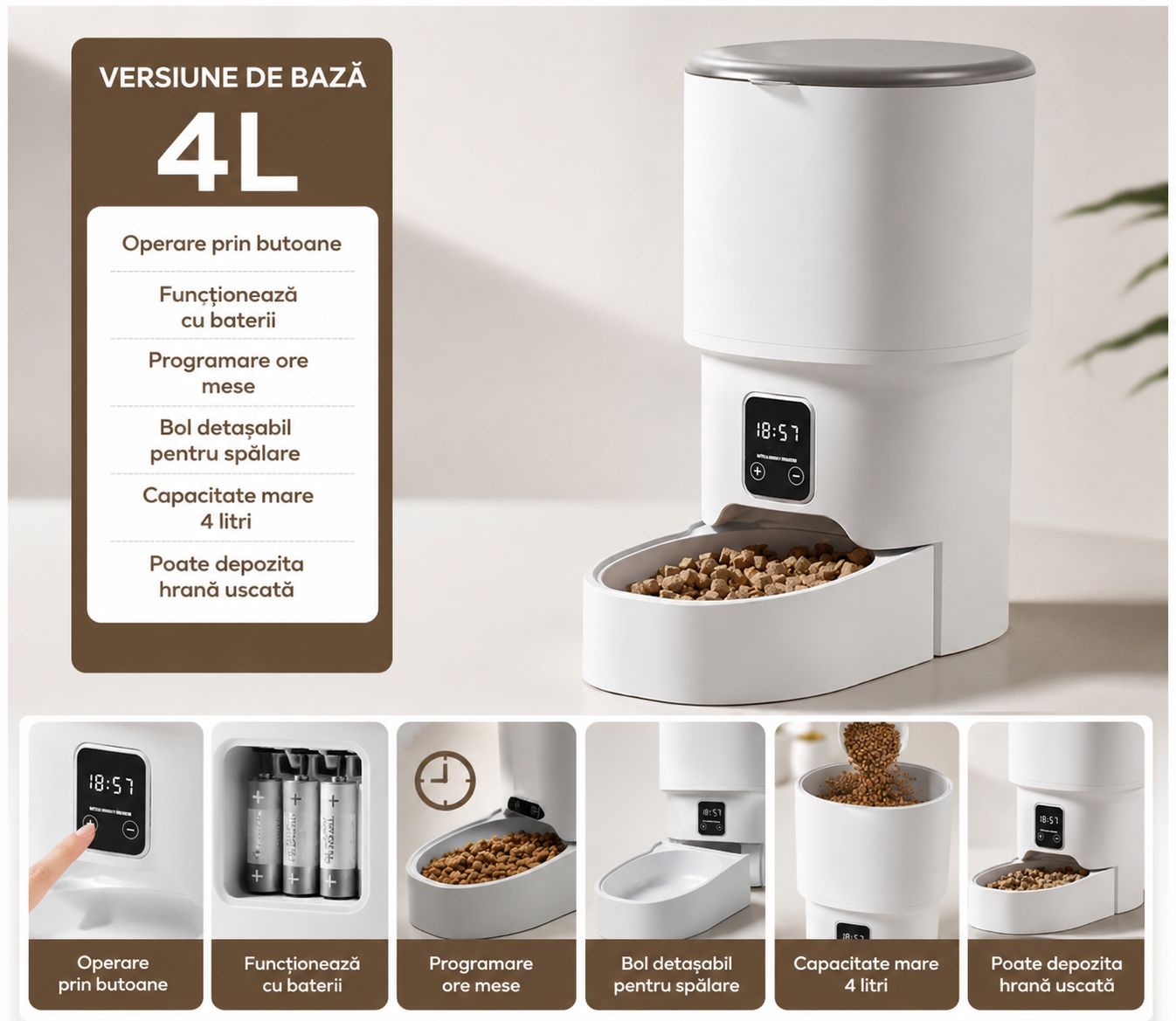 Hrănitor Automat Hrană Animale 4L