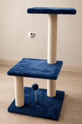 Ansamblu de Joacă pentru Pisici cu Stâlpi din Sisal, 75 cm, 3 Platforme, Jucărie Suspendată, Albastru